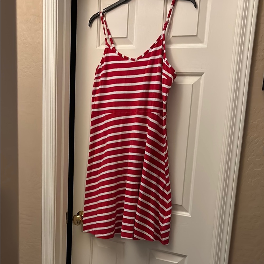 Red and White Striped Women's Dress